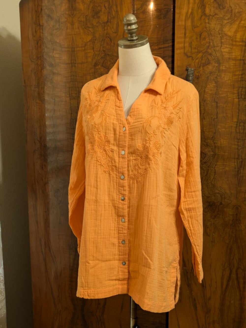 Soft Surroundings Cotton Gauze Embroidered Tunic Blouse PL Boho Chic - Picture 3 of 7